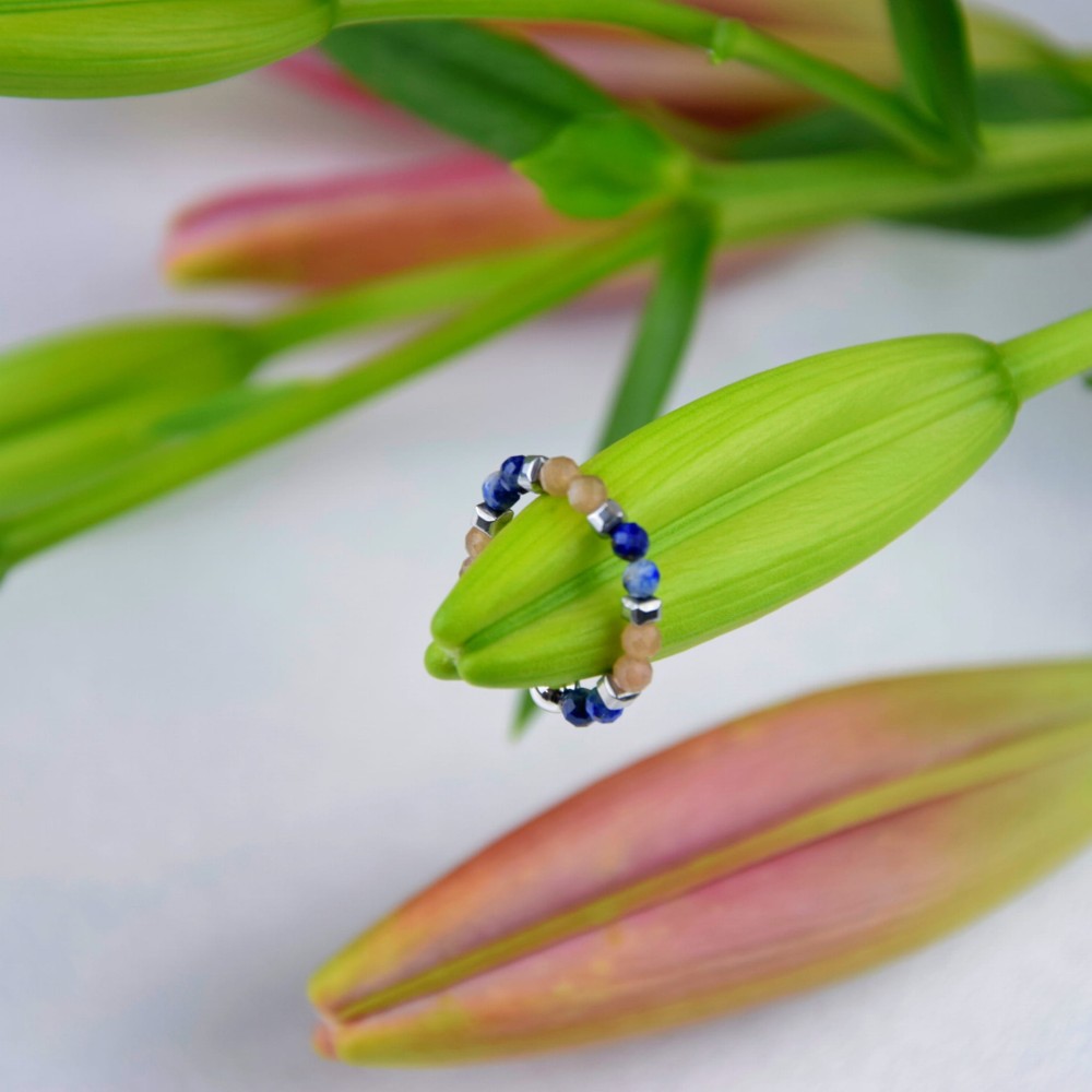 Pierścionek Lazuryt Kamień Słoneczny