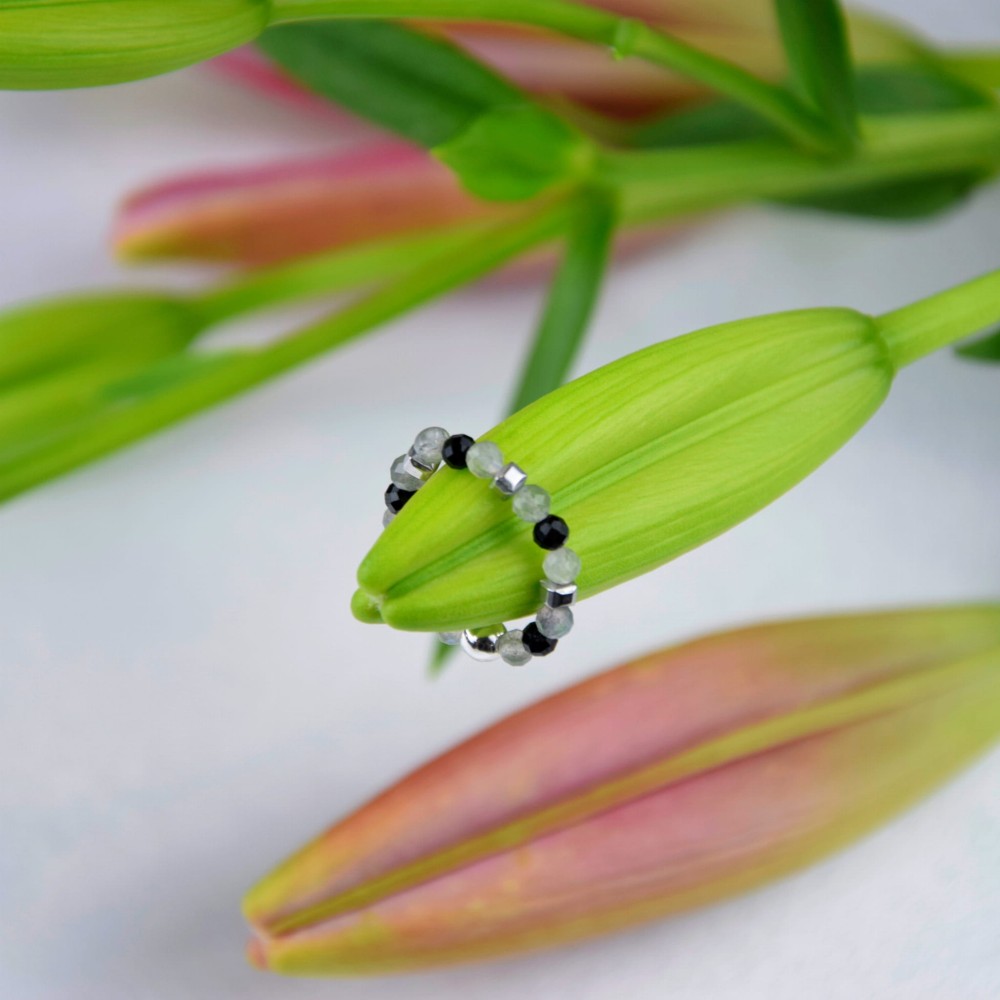 Pierścionek Turmalin Labradoryt