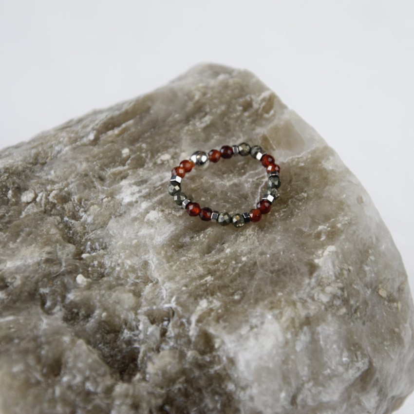 Pierścionek Piryt Granat