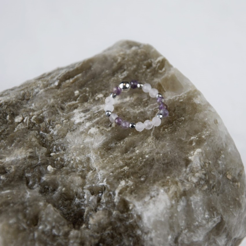 Pierścionek Ametyst Różowy Kwarc