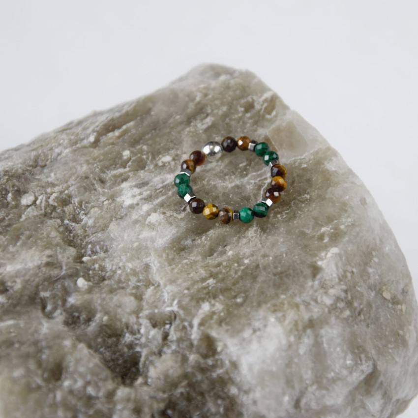 Pierścionek Tygrysie Oko Malachit