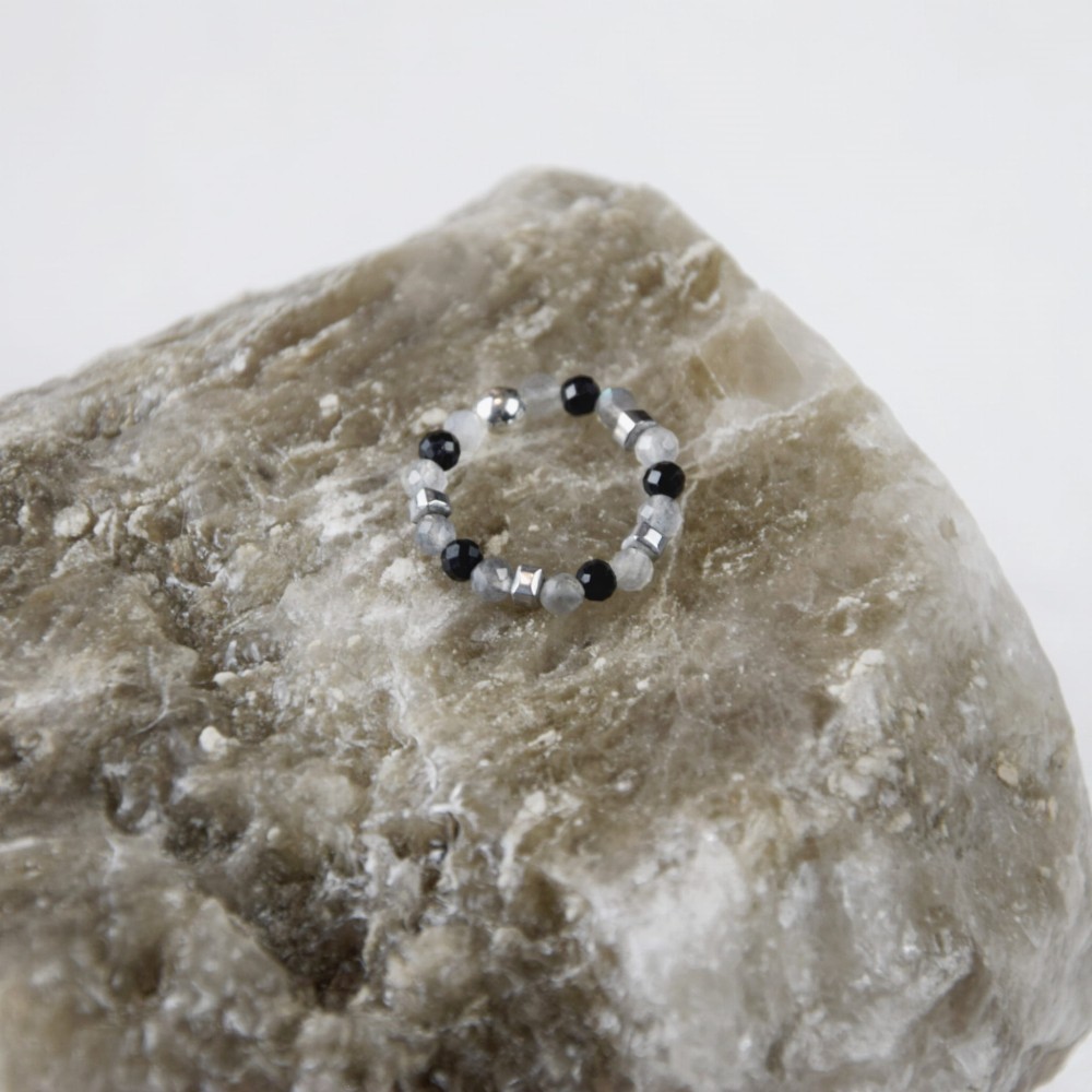 Pierścionek Turmalin Labradoryt