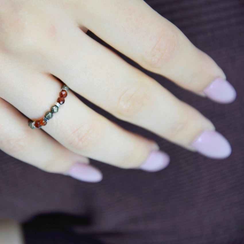 Pierścionek Piryt Granat