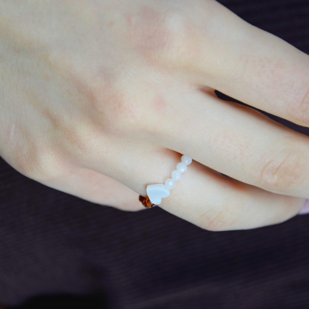 Pierścionek Perła Granat Kamień Księżycowy