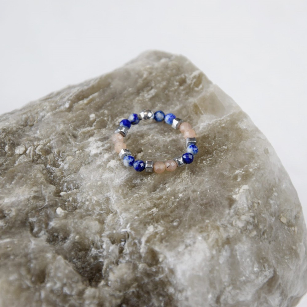 Pierścionek Lazuryt Kamień Słoneczny