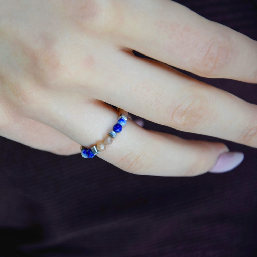 Pierścionek Lazuryt Kamień Słoneczny