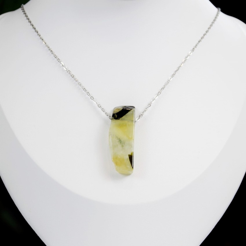 Naturalny kamień Prehnit na łańcuszku
