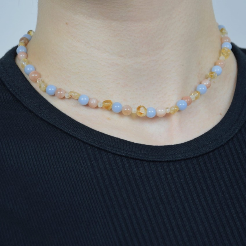 Naszyjnik Cytryn Angelit Kamień Słoneczny na łańcuszku