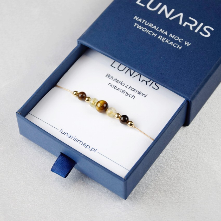 Bransoletka Tygrysie Oko Cytryn na sznurk