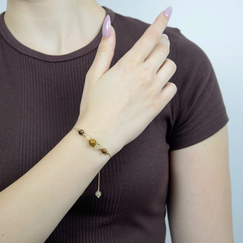 Bransoletka Tygrysie Oko Cytryn na sznurk