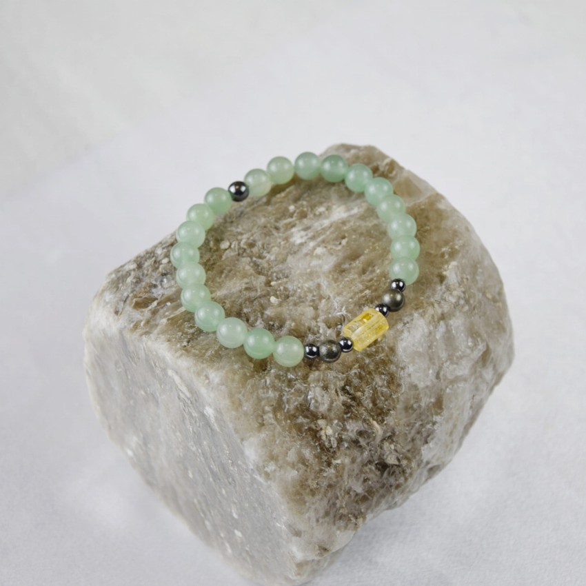 Bransoletka męska Awenturyn, Cytryn, Piryt na gumce