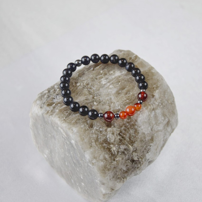 Bransoletka męska Agat, Karneol, Granat na gumce