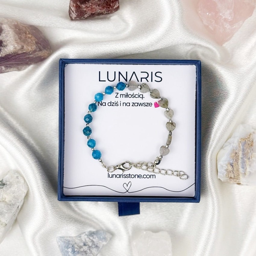 Apatyt Labradoryt bransoletka na łańcuszku.jpg