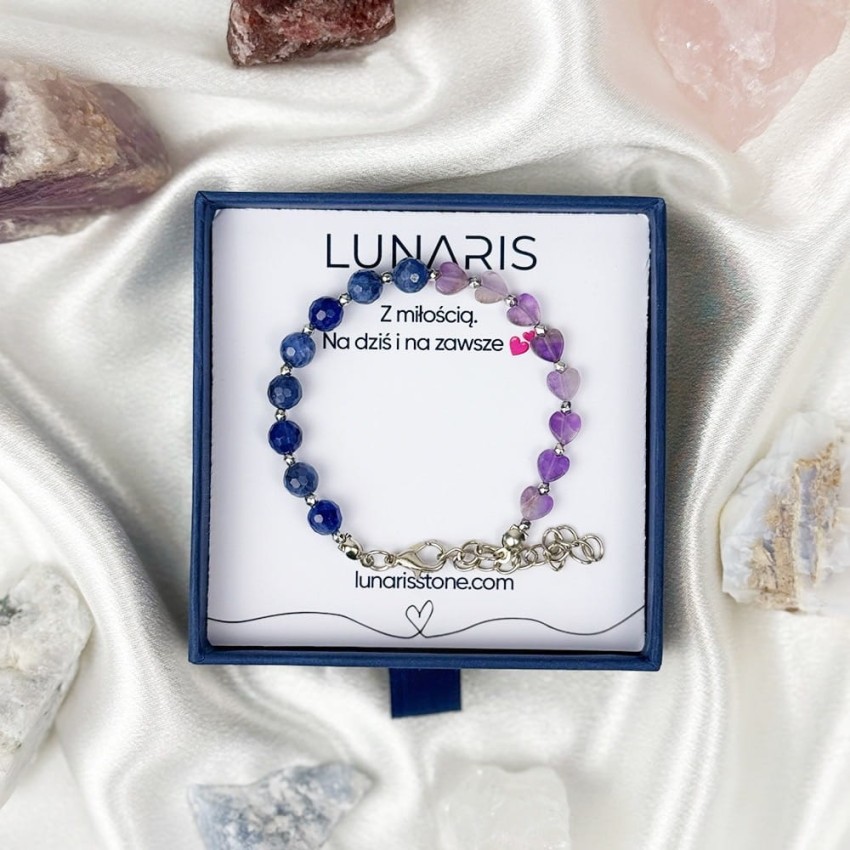 Lapis Lazuli Ametyst bransoletka na łańcuszku.jpg
