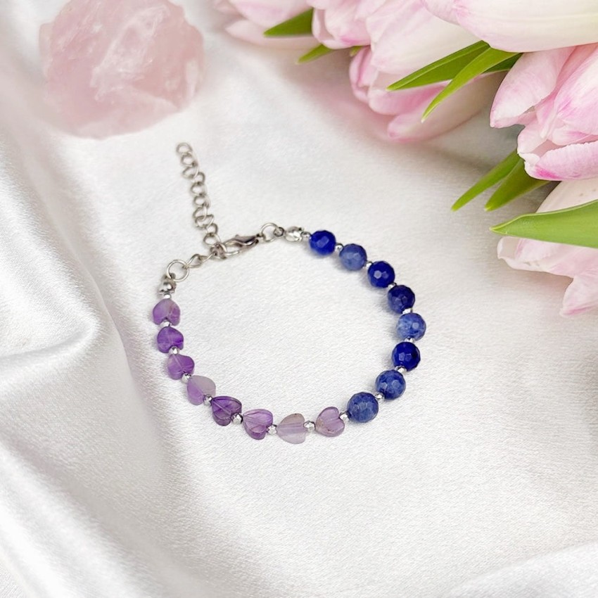 Lapis Lazuli Ametyst bransoletka na łańcuszku.jpg