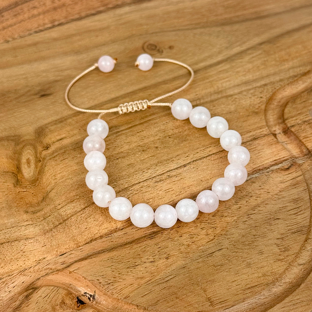 Bransoletka Różowy Kwarc 8 mm na sznurku