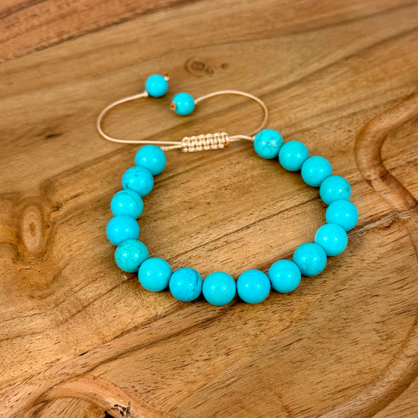Bransoletka TURKUS 8 mm na sznurku