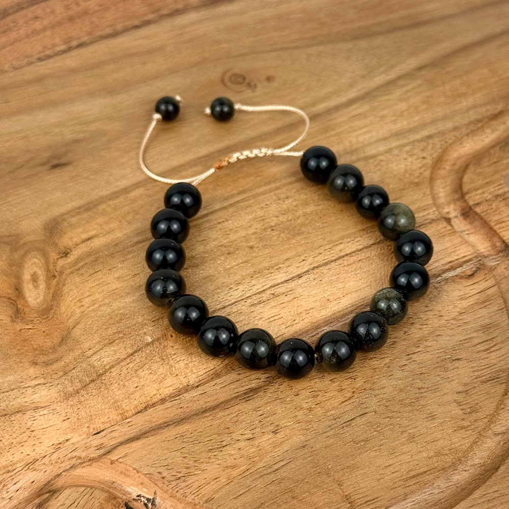 Bransoletka OBSYDIAN 8 mm na sznurku