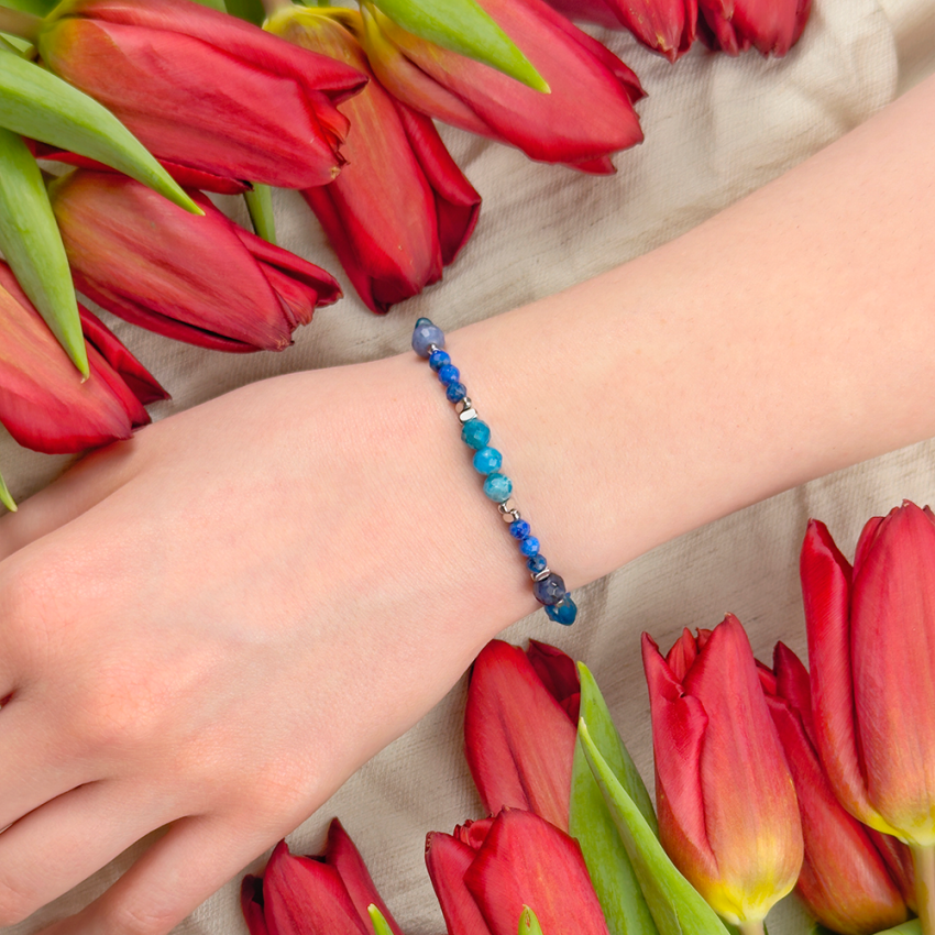 8 marca Apatyt Lapis Lazuli na łańcuszku