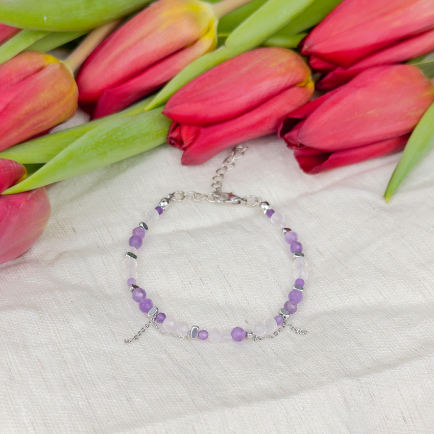 8 marca Ametyst Różowy Kwarc na łańcuszku