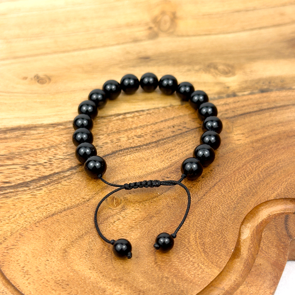 Bransoletka OBSYDIAN 8 mm na sznurku