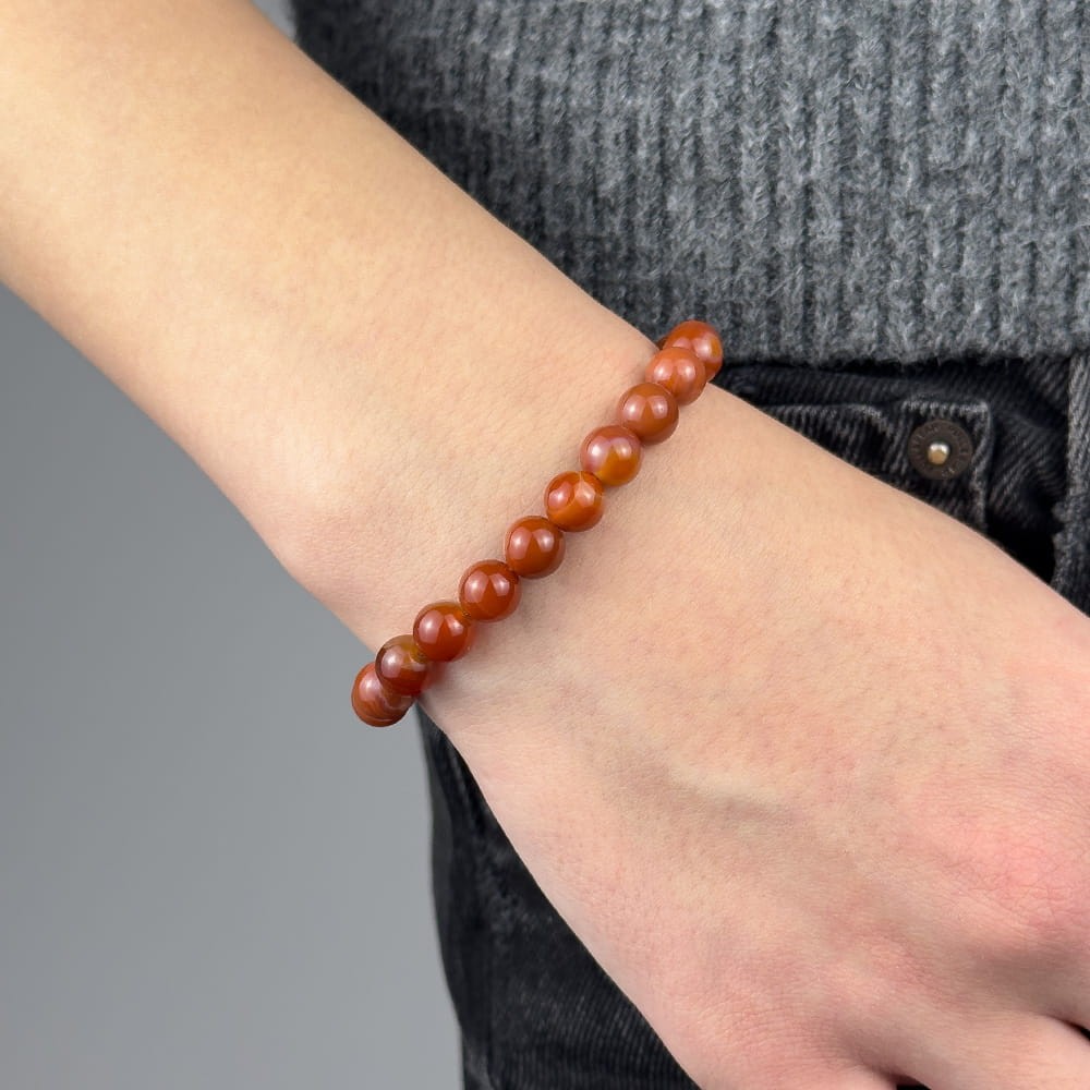 Bransoletka KARNEOL 8 mm na sznurku
