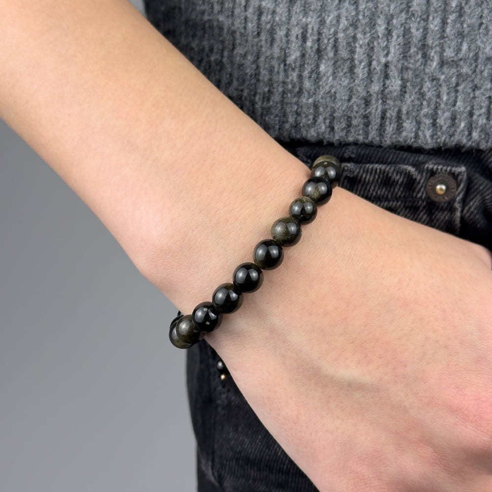 Bransoletka OBSYDIAN 8 mm na sznurku