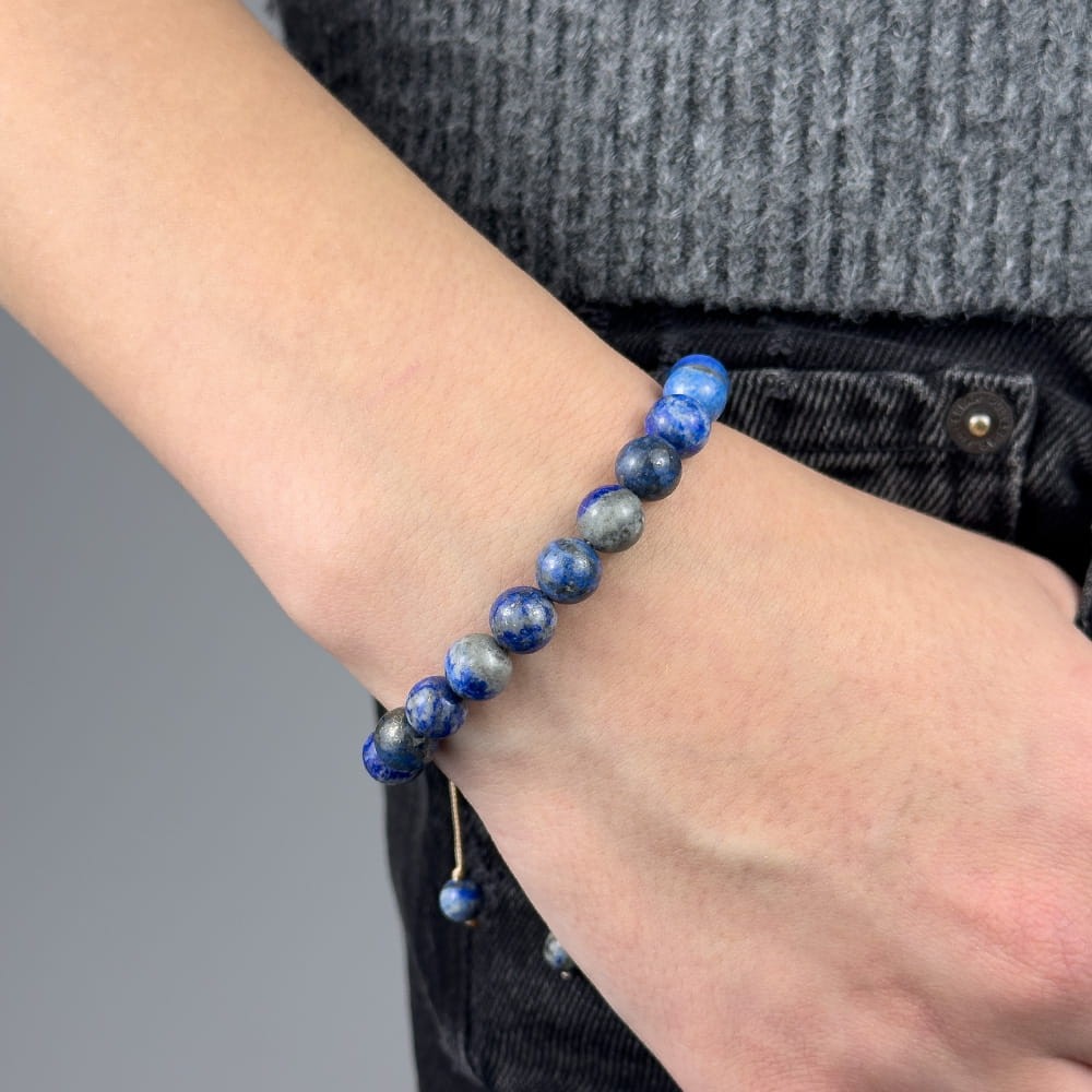 Bransoletka Lapis Lazuli 8 mm na sznurku