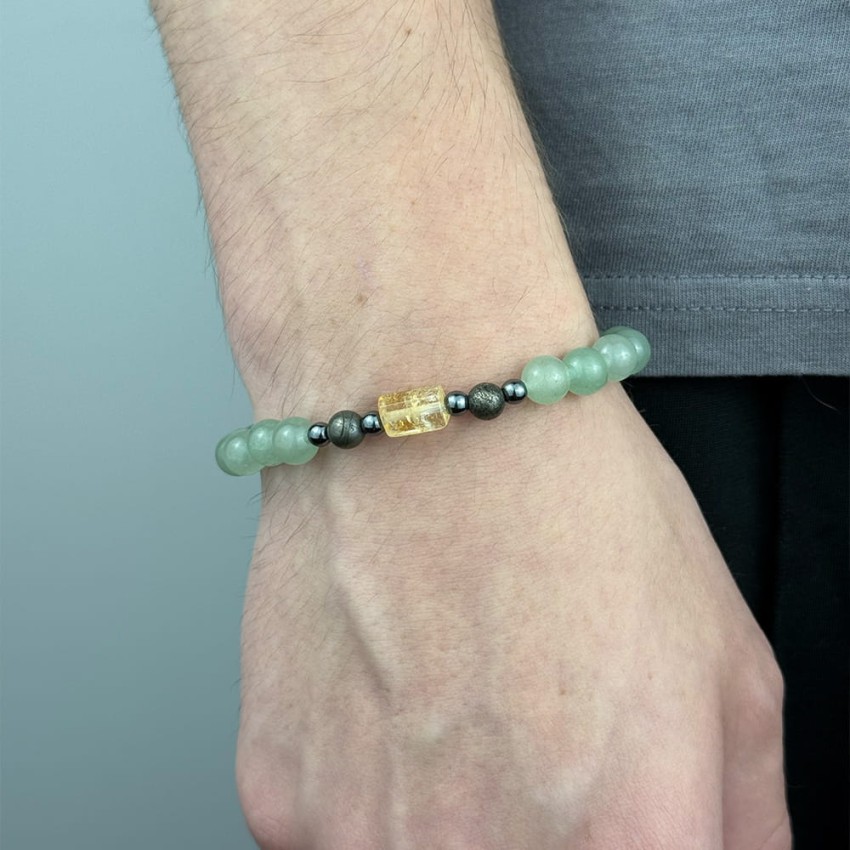 Bransoletka męska Awenturyn, Cytryn, Piryt  na gumce