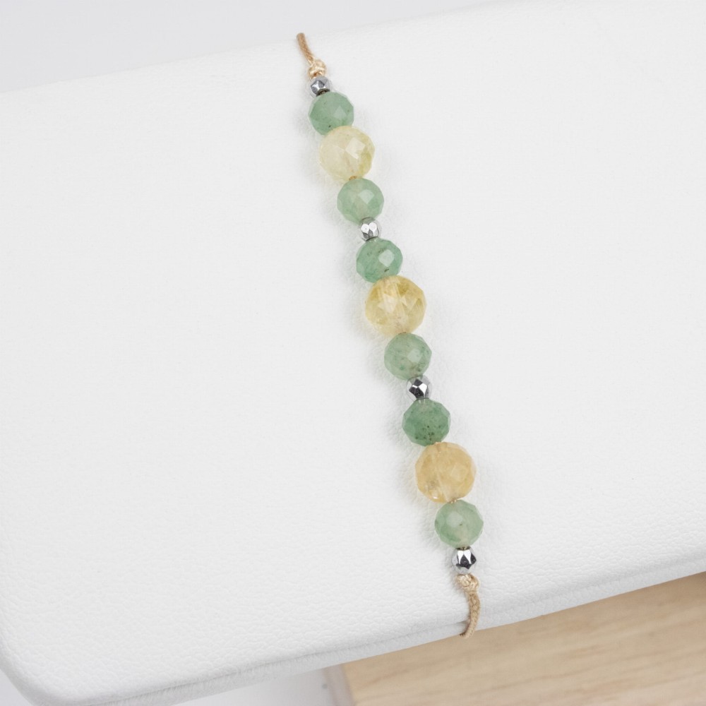 Cytryn Awenturyn fasetowana bransoletka na sznurku