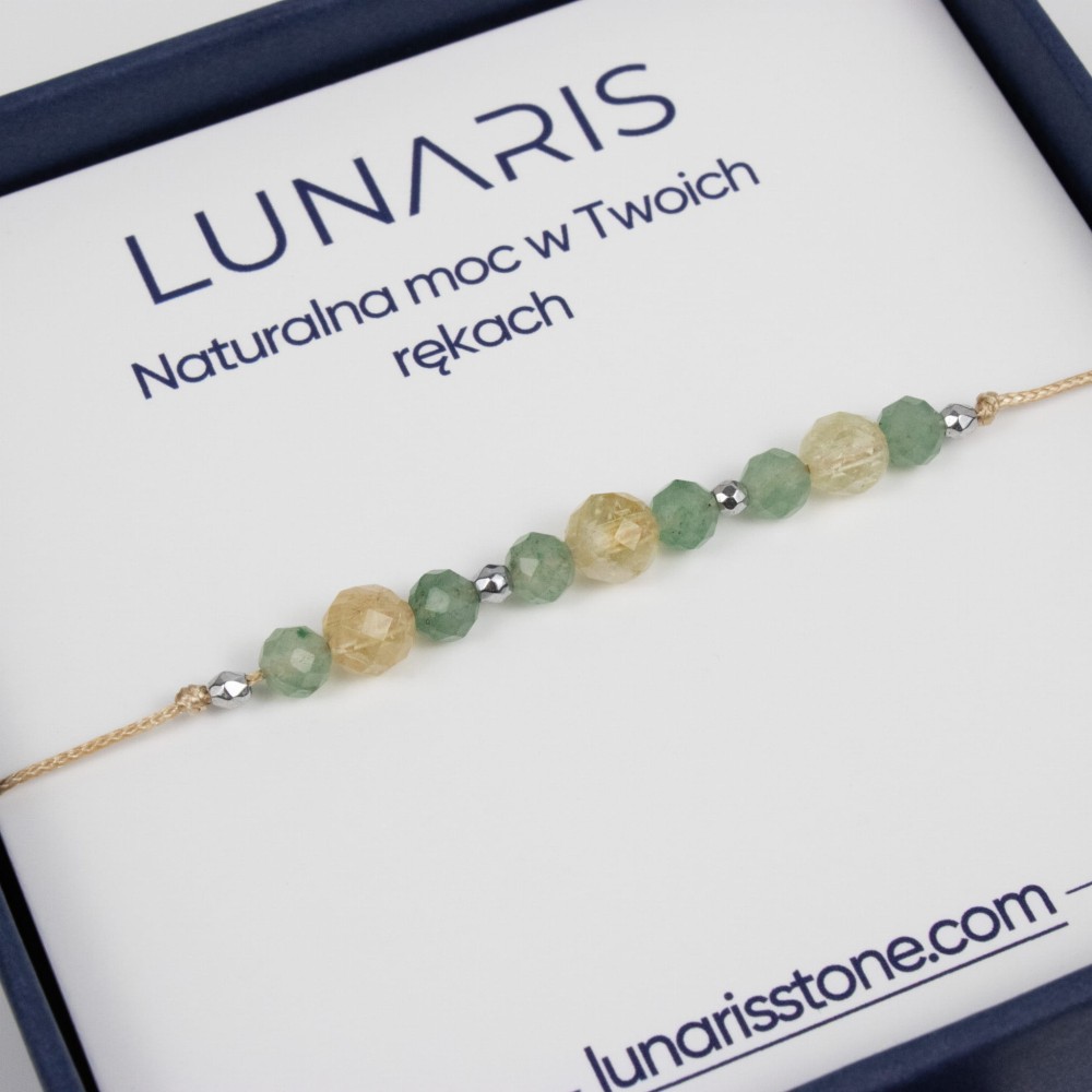 Cytryn Awenturyn fasetowana bransoletka na sznurku