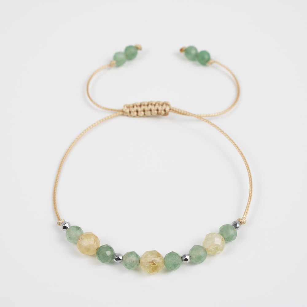 Cytryn Awenturyn fasetowana bransoletka na sznurku