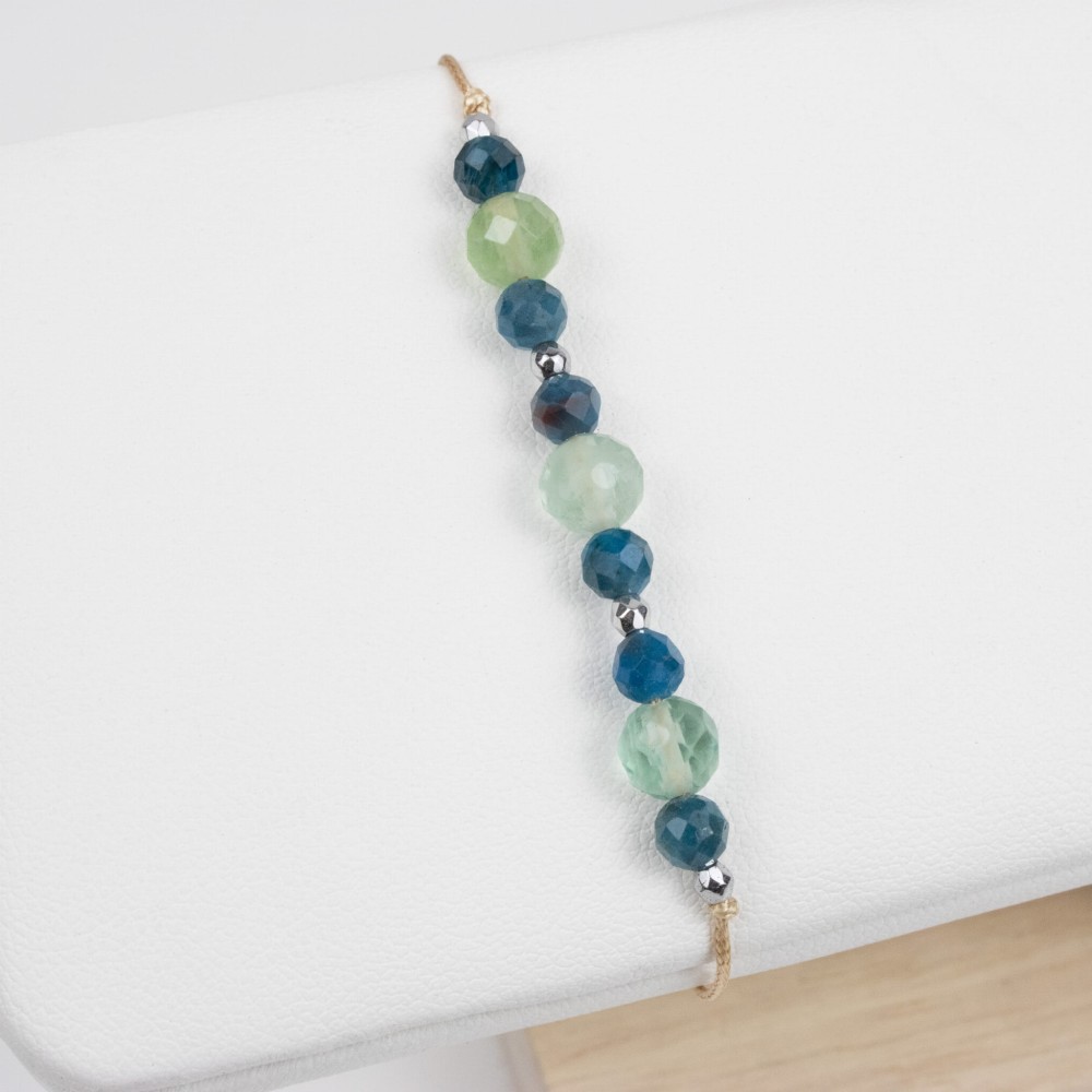 Fluoryt Apatyt fasetowana bransoletka na sznurku