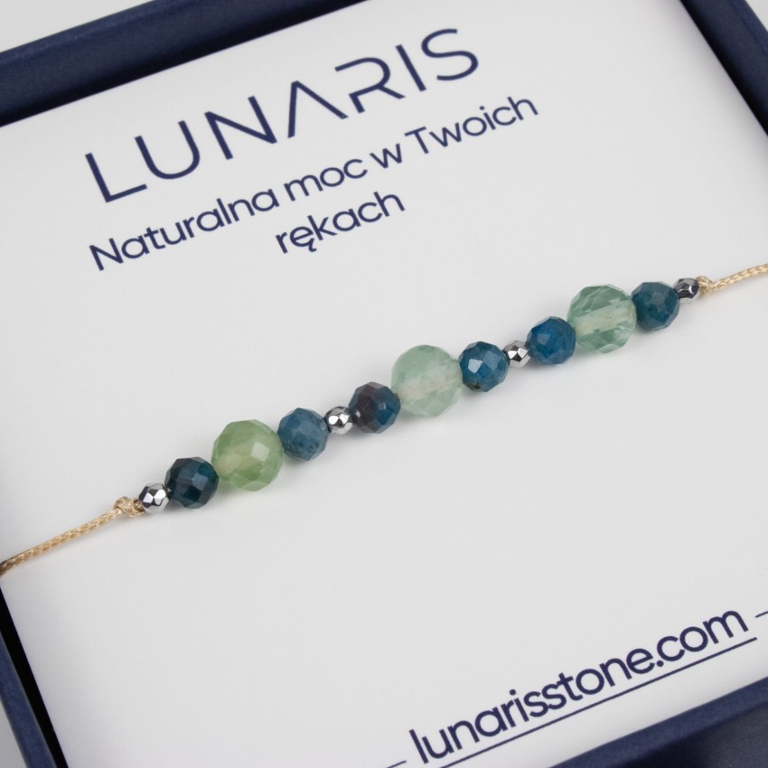 Fluoryt Apatyt fasetowana bransoletka na sznurku