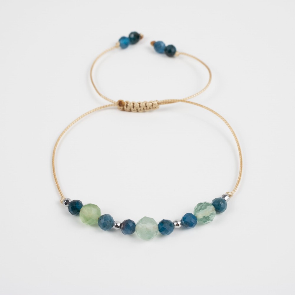 Fluoryt Apatyt fasetowana bransoletka na sznurku