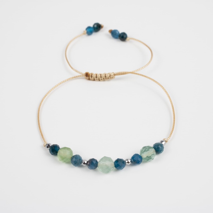 Fluoryt Apatyt fasetowana bransoletka na sznurku