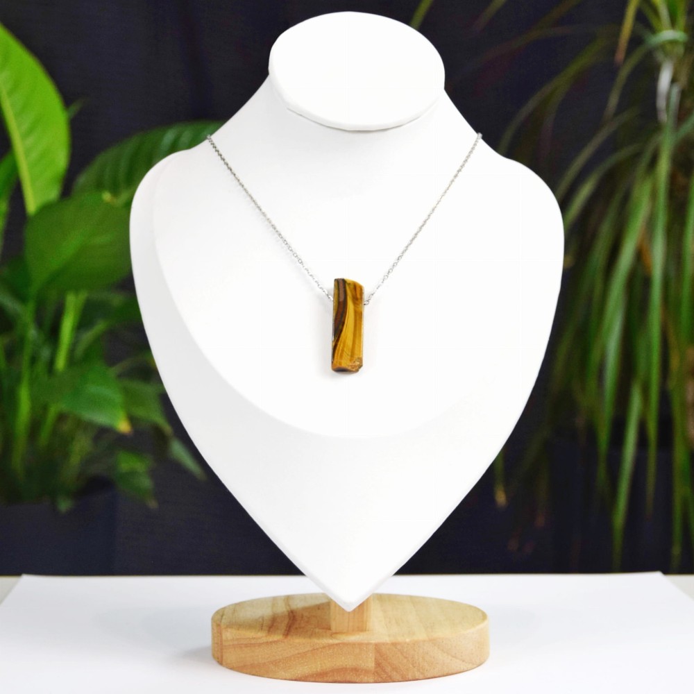 Naturalny kamień Tygrysie Oko na łańcuszku