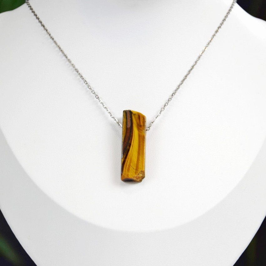 Naturalny kamień Tygrysie Oko na łańcuszku