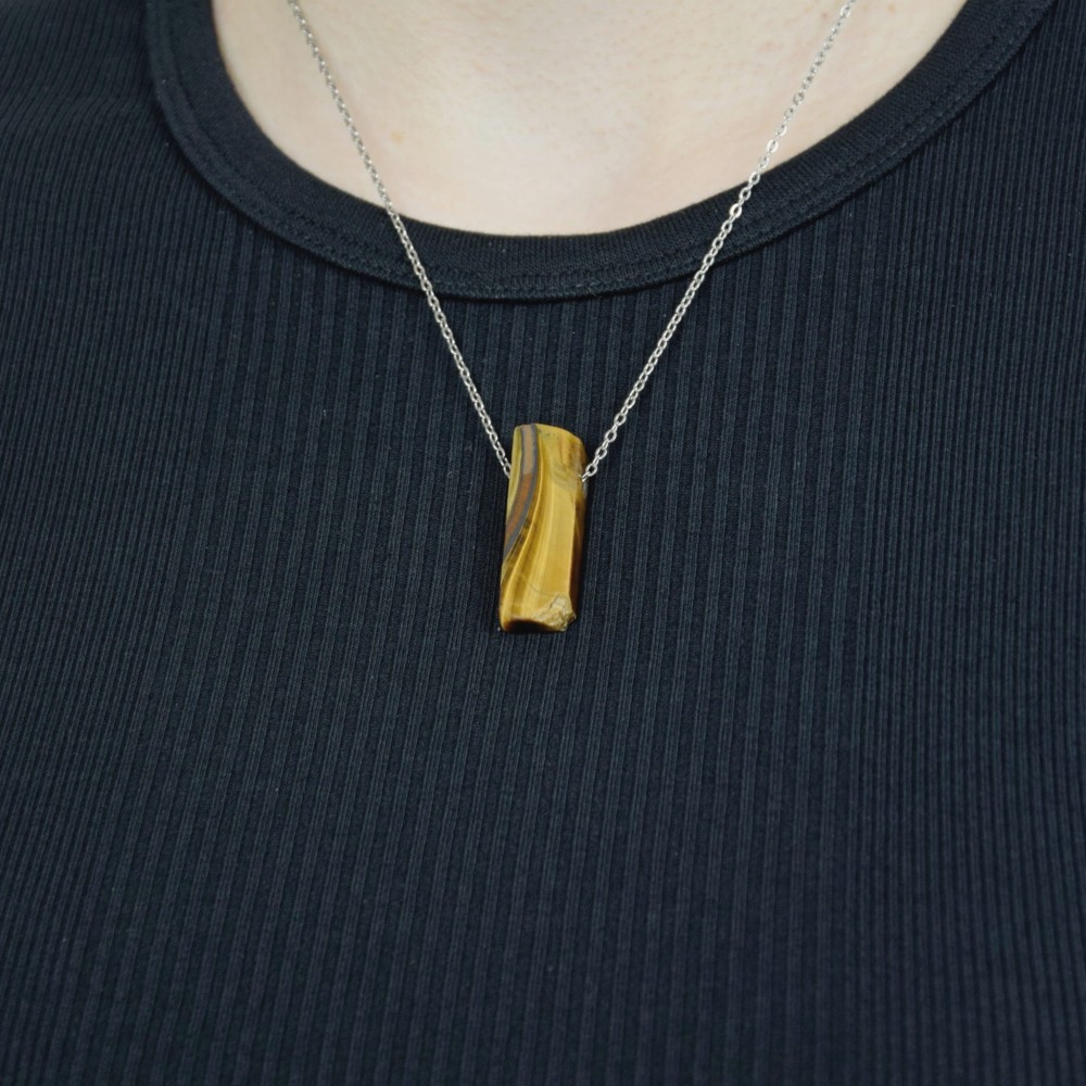 Naturalny kamień Tygrysie Oko na łańcuszku