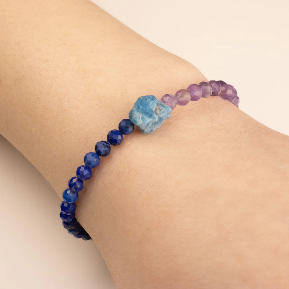 Bransoletka Apatyt Lapis Lazuli Ametyst na łańcuszku