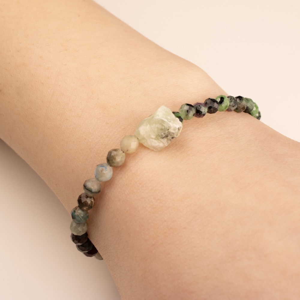 Bransoletka Prehnit Chryzokola Epidot na łańcuszku