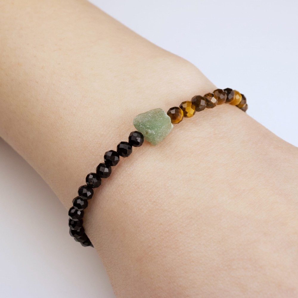 Bransoletka Awenturyn Turmalin Tygrysie Oko na łańcuszku