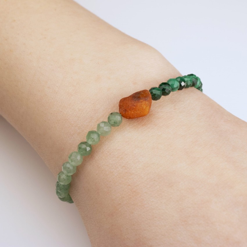 Bransoletka Karneol Malachit Awenturyn na łańcuszku