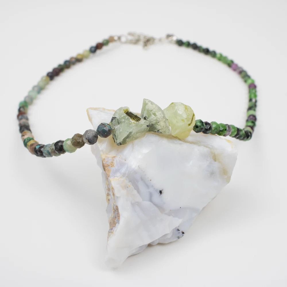 Naszyjnik Prehnit Chrysokolla Epidot na łańcuszku.png