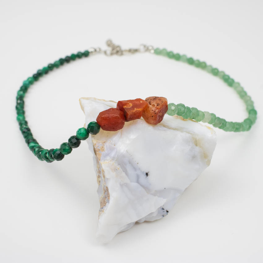 Naszyjnik Karneol Malachit Awenturyn na łańcuszku.png