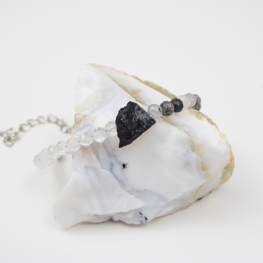 Bransoletka Turmalin Czarny Kwarc Kryształ Górski na łańcuszku_.png