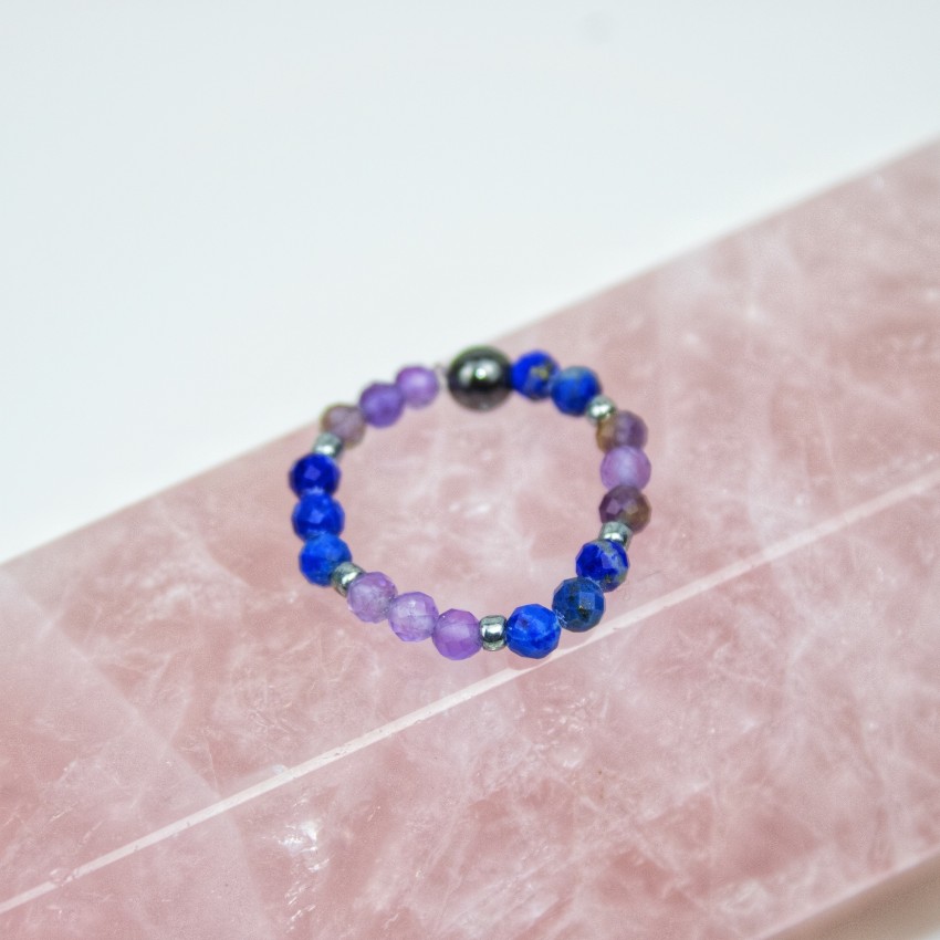 Pierścionek Intuicja i Prawda – Lapis Lazuli i Ametyst