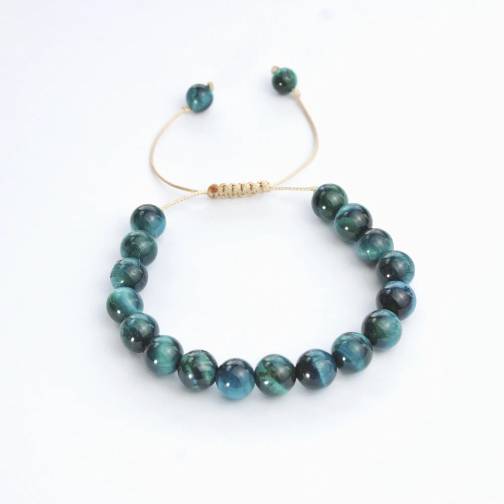 Bransoletka TYGRYSIE OKO blue 8 mm na sznurku
