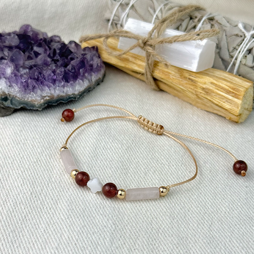 Bransoletka Różowy Kwarc Granat Perła.png