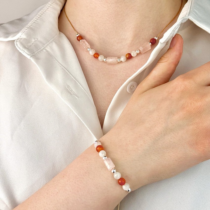 Zestaw - Kwarc Różowy Karneol Kamień Księżycowy.jpg